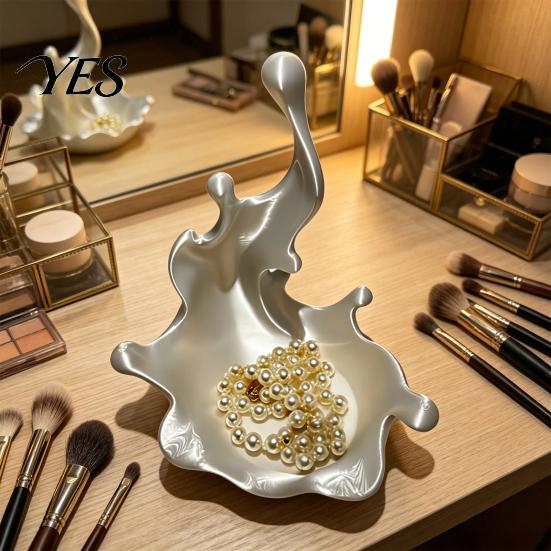 Burr-free Jewelry Organizer 3D Printed Tray, Water Splash Design Tray for Rings, Earrings, Necklaces, Pearlescent Storage Box