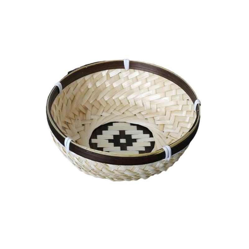 Бамбуковая корзина коробка Натуральная плетеная корзина для хранения Корзина плетеная Декоративная корзина коробка Стиль фермерского дома Пикники Настольная корзина для хранения S