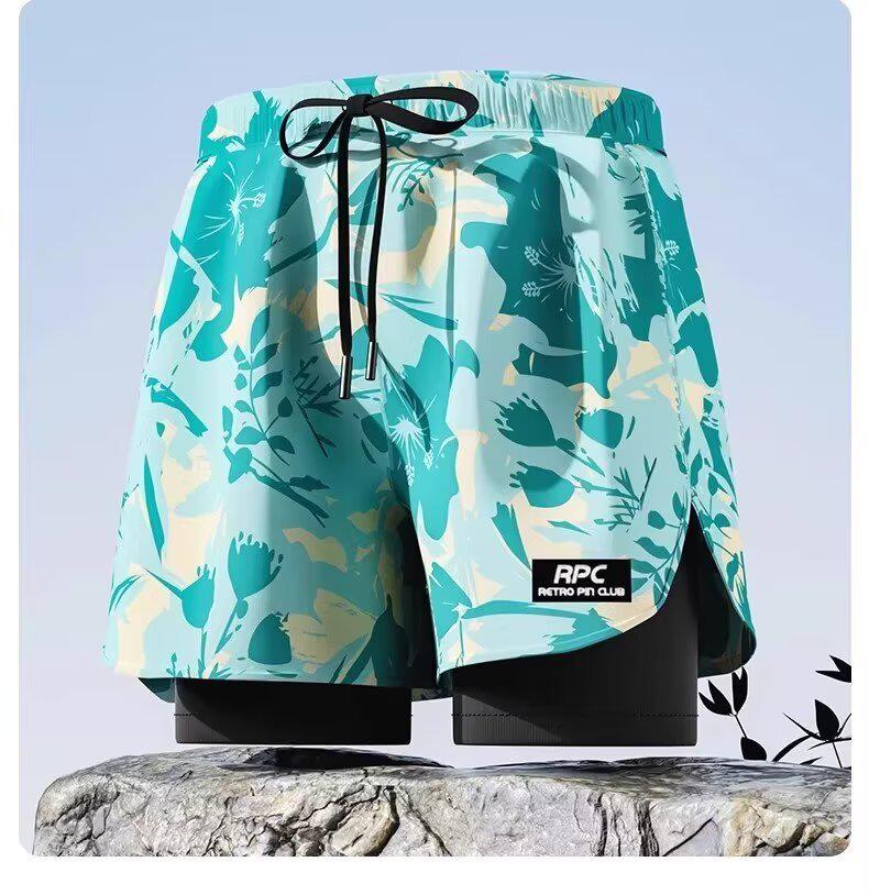 Men s Quick-Dry Swim Trunks, Large, Anti-Embarrassment, 2025 New Style, Professional Beach & Hot Spring Gear XL зелёный
