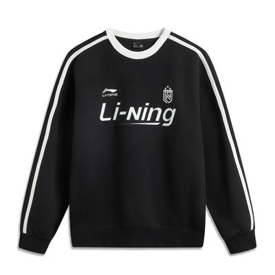 Li Ning Sport-Lifestyle-Serie Amerikanischer High Street Retro Buchstaben Farbblock Rundhals Bequem Atmungsaktiv Vielseitig Lockeres Sweatshirt AWDV397-9