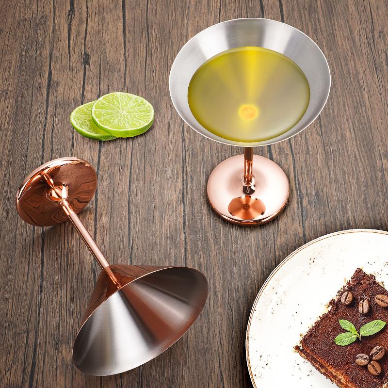 1 Stück Edelstahl Martini Cocktailglas Champagnerkelch Weinglas Roségold Personalisierbares Design Metallutensilien