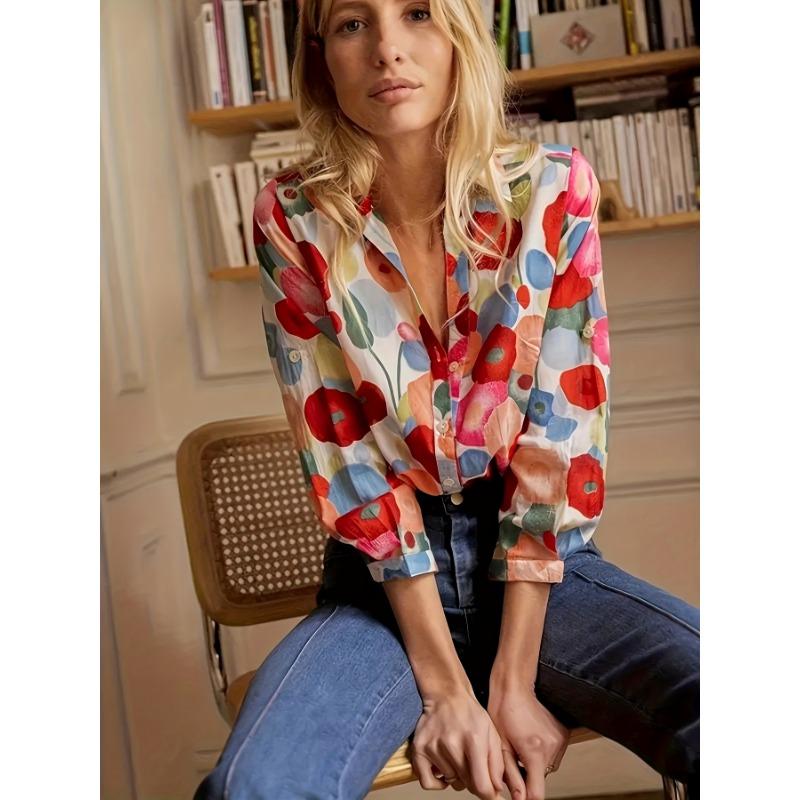 Summer fashion new printed women's long-sleeved shirt
