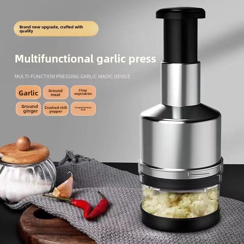 Stainless Steel Hand-Operated Vegetable Cutter With Chopping Function - Multi-Functional Kitchen Ginger And Garlic Chopper