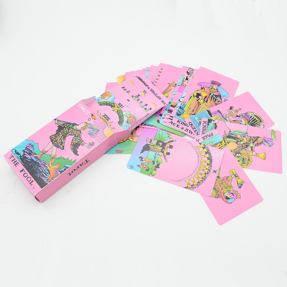 12*7cm Classic Tarot card color printing Tarot plastic PVC waterproof English pink tarot deck with paper instruction board game
