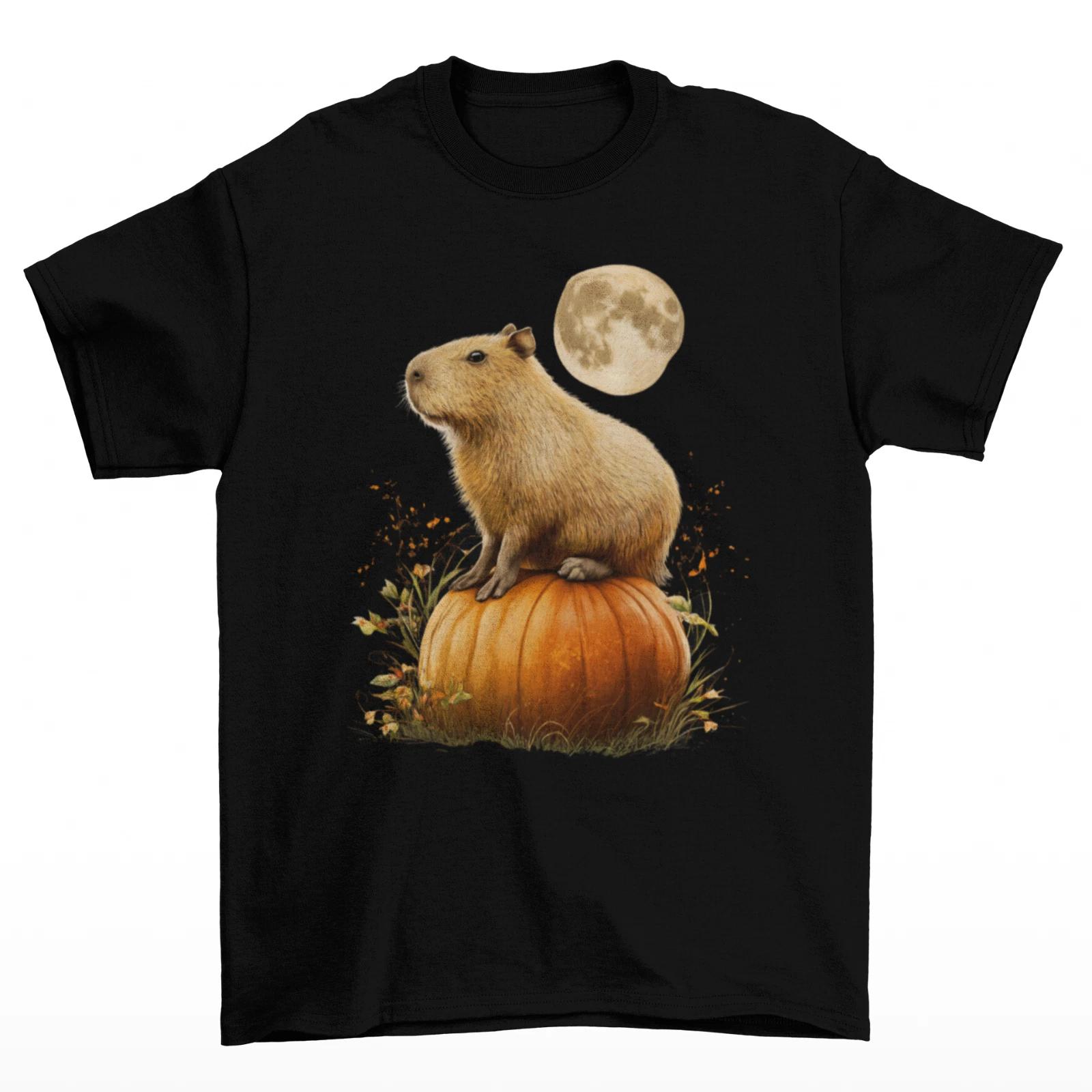 Capybara Pumpkin T-Shirt Unisex Adult Cotton Sizes Halloween Capy Happy Coconut XXXL