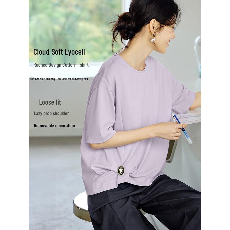 XWI Women s Pleated Lyocell Blend T-Shirt M