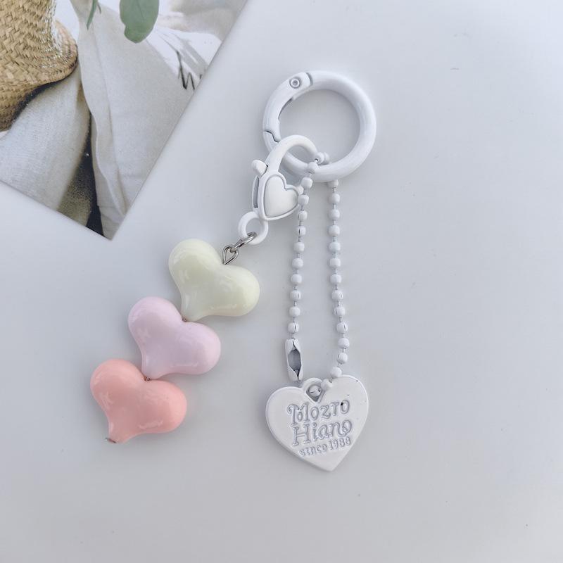 Cartoon Heart Macaron Keychain Pendant Ornament for Girls