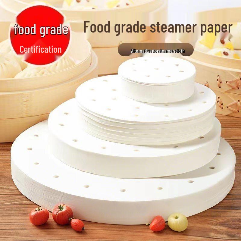 Large Non-stick Disposable Steamer Paper for Baozi & Mantou - Food Grade Commercial Basket Liner