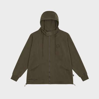 Cenit Raglan Zip-Up Hoodie Dark Khaki
