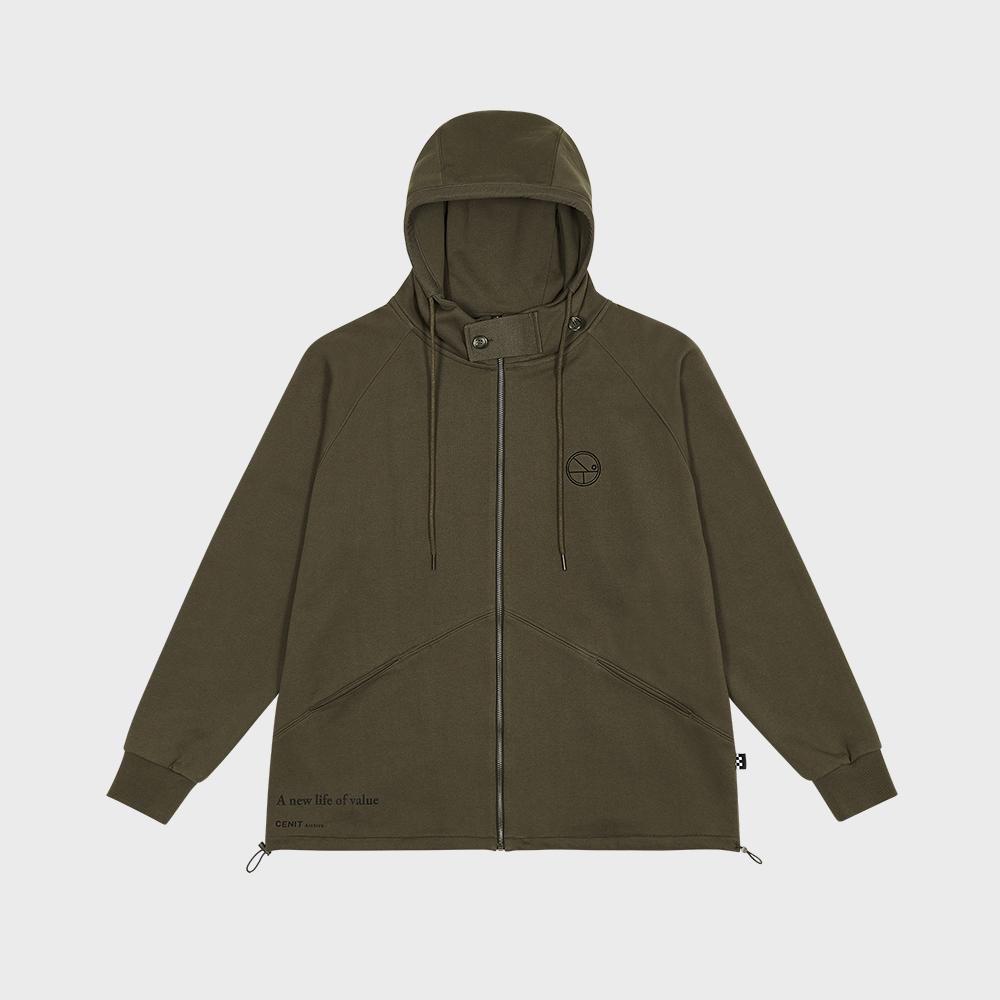Cenit Raglan Zip-Up Hoodie Dark Khaki