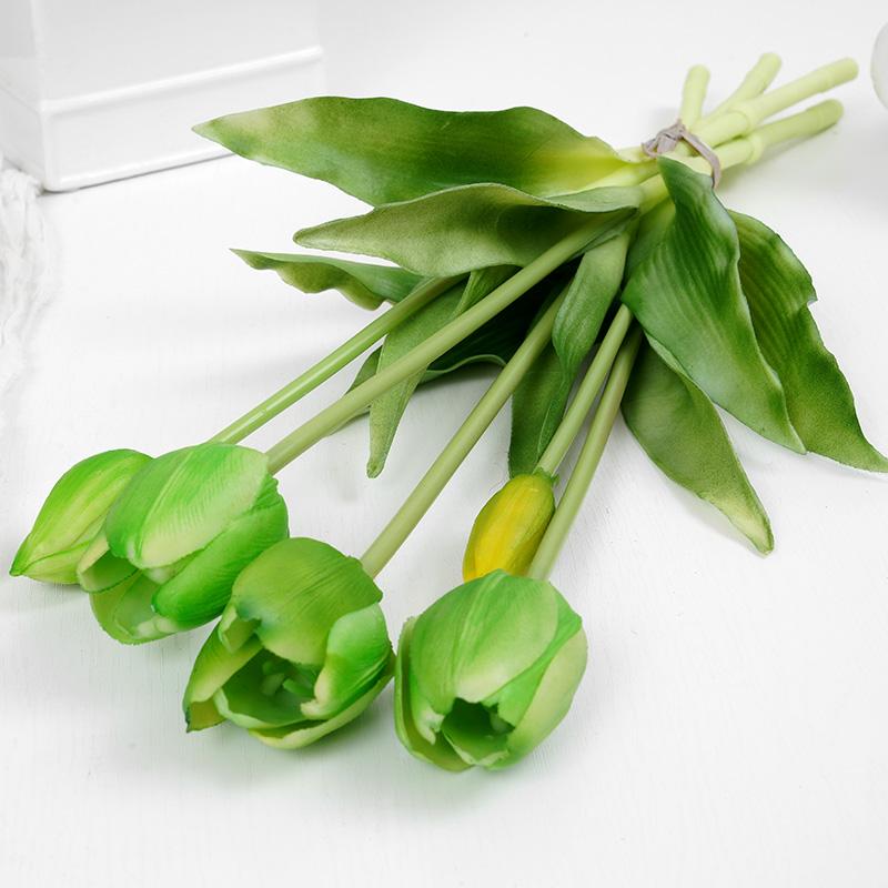 5pcs Tulips Artificial Flowers Luxury Silicone Real Touch Tulip Bouquet Home Room Living Room Wedding Decora Flores Artificiales