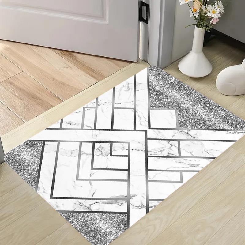

Marble Gold Glitter Doormat Non Slip Entryway Rug Geometric Marble with Accents Indoor Outdoor Floor Mat for Home Entrance 40x60cm