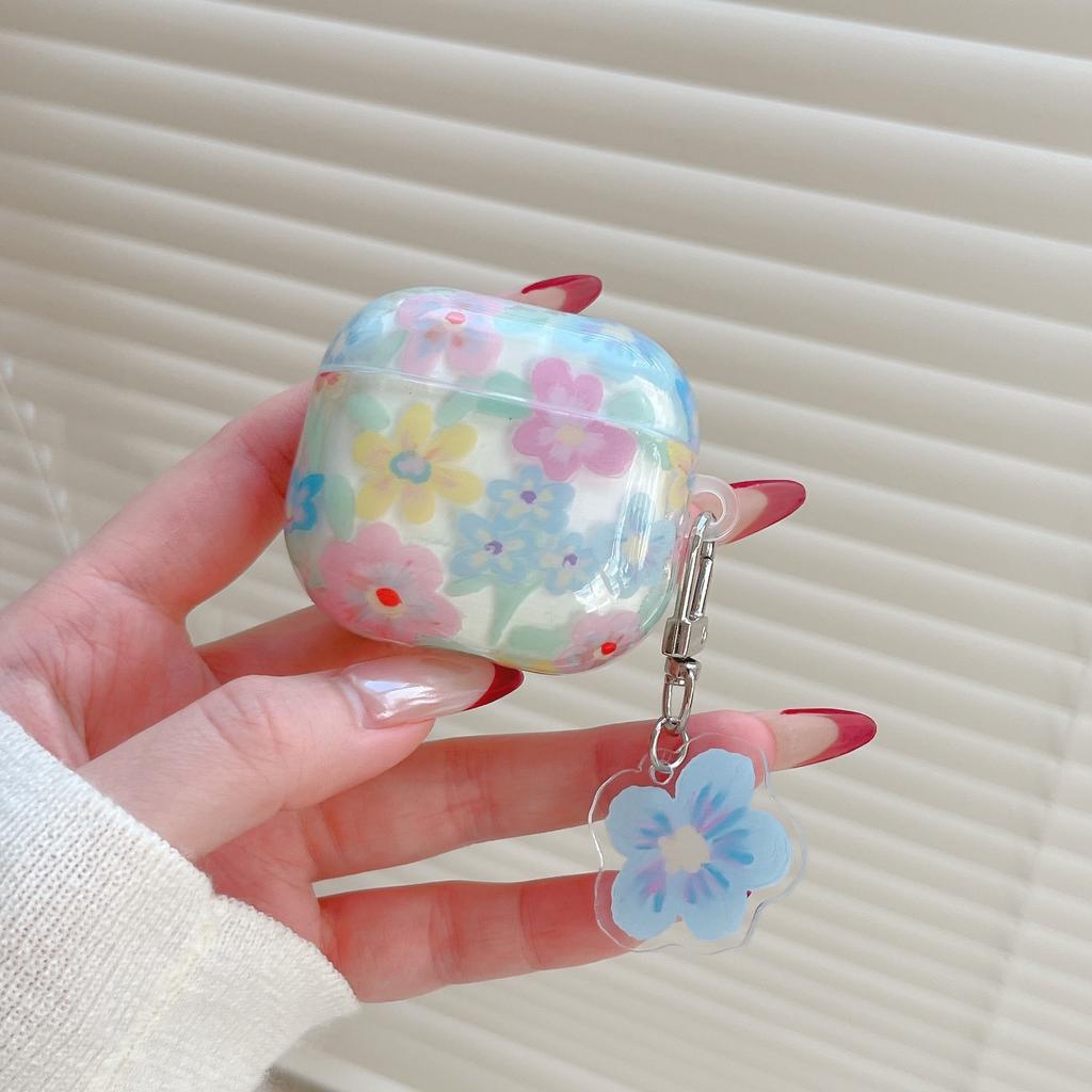 IMD Transparent Flower AirPodspro1 Wireless Bluetooth Headset Cover Suitable for Apple 1st generation/Pro Generation Ins Pendant