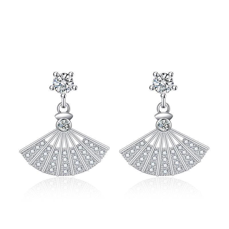 High-end Needle Earrings Small Skirt Simple and Versatile Earrings Fan-shaped Earrings for Women