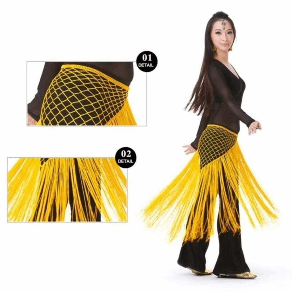Hollow Dancing Waist Belt Long Tassel Belly Dance Waistband Sequin Waist Chain Dancer Accessories