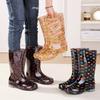 Water Shoes Rain Shoes Female Adult Tall Rain Boots Water Boots Velvet Warm Fashion Non-slip Waterproof Work Shoes Long Tube Cotton
