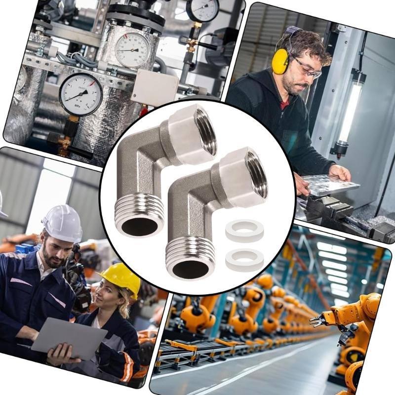 2 Pieces Stainless Steel 1/2Inch 90 Degree Pipe Elbow With Male and Female Thread for Garden and Kitchen Supplies Hoses