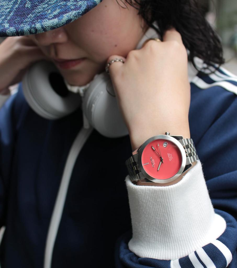 Authorized Retailer Komono Watch RAY Chroma Estate Silver Coral Date [KOMONO] Men's KOM-W4425