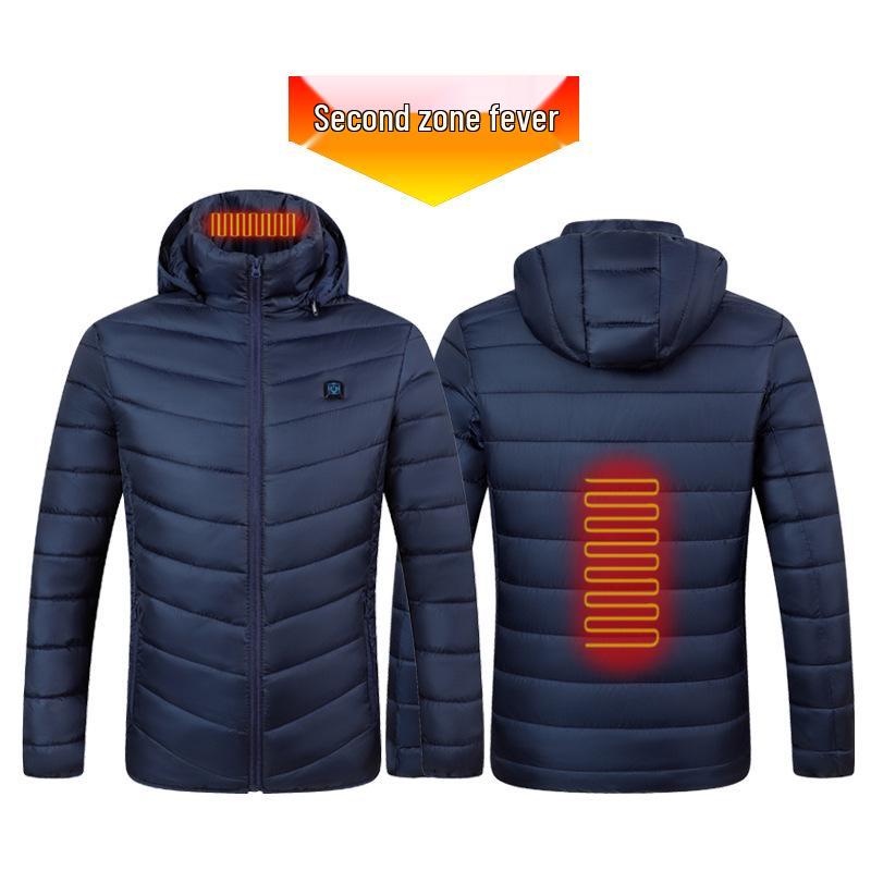 

Мужская хлопковая куртка с капюшоном и подогревом в девяти зонах, с USB-зарядкой для зимы 8XL