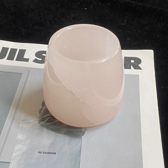 Marble Aromatherapy Candle Holder Natural Marble Candlestick Stone Round Design Home Decoration Light Luxury Creative Ornament (Pink,80*80mm)