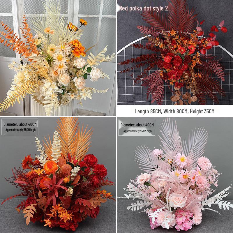 2025 Wedding Floral Decoration: Engagement Banquet Scene, Road/Stage Floral Rows, Arch Flowers, Artificial Background Simulation, Floral Art.