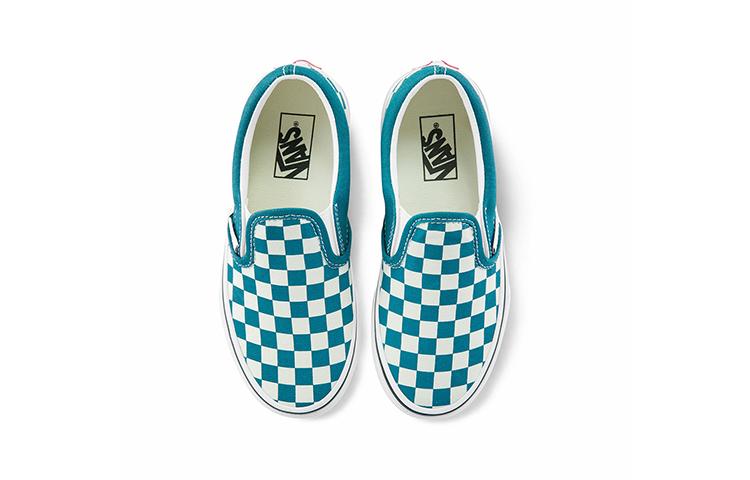 Vans Low Top Kids' Skateboarding Shoes White Green Checkerboard Children Aged 3 7 Years Old VN0A5KXM9EX