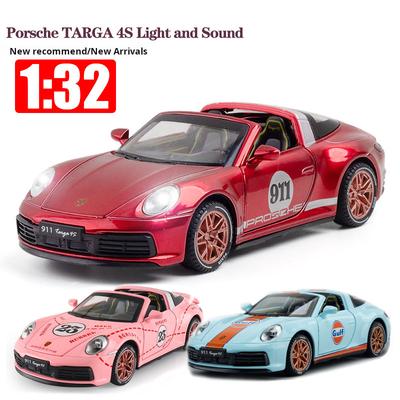 1/32 Scale Porsche 911 Targa 4S Convertible Simulation Alloy Car Model Sound Light Decoration Collection Gift Toy Die Casting Model Boy Toy