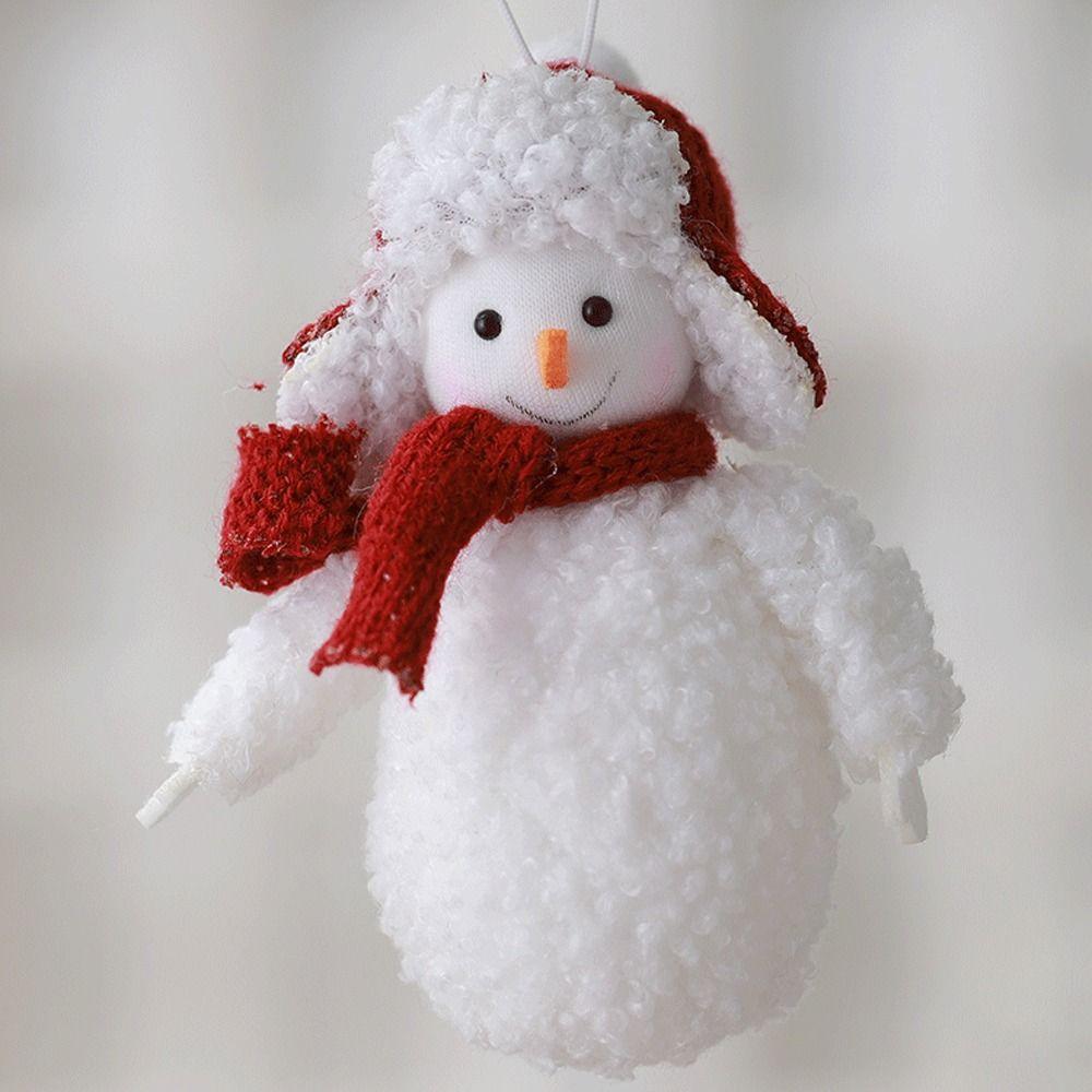 2pcs Red White Plush Snowman Doll Soft Christmas Tree Decorations  New Year Ornaments