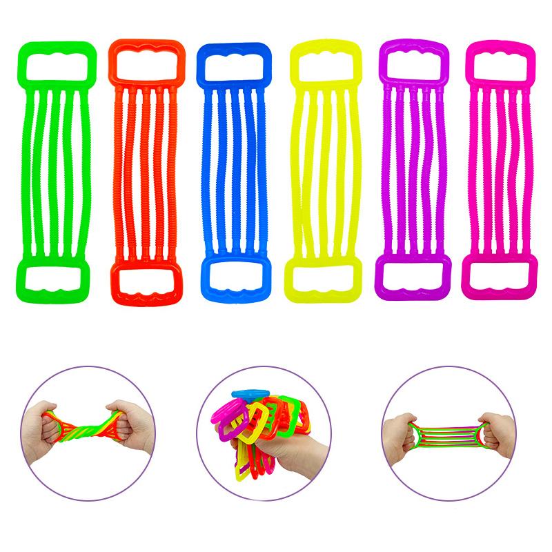 5PCS Stretchy Strings Fidget Toys Training Arm Strength Stress Relief Sensory Toy Anxiety Autistic Stretchy String for Kids
