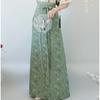 Chinese Song Dynasty Style Hanfu For Women, Printed Improved Crew Neck Shirt And One-piece Skirt Daily Suit