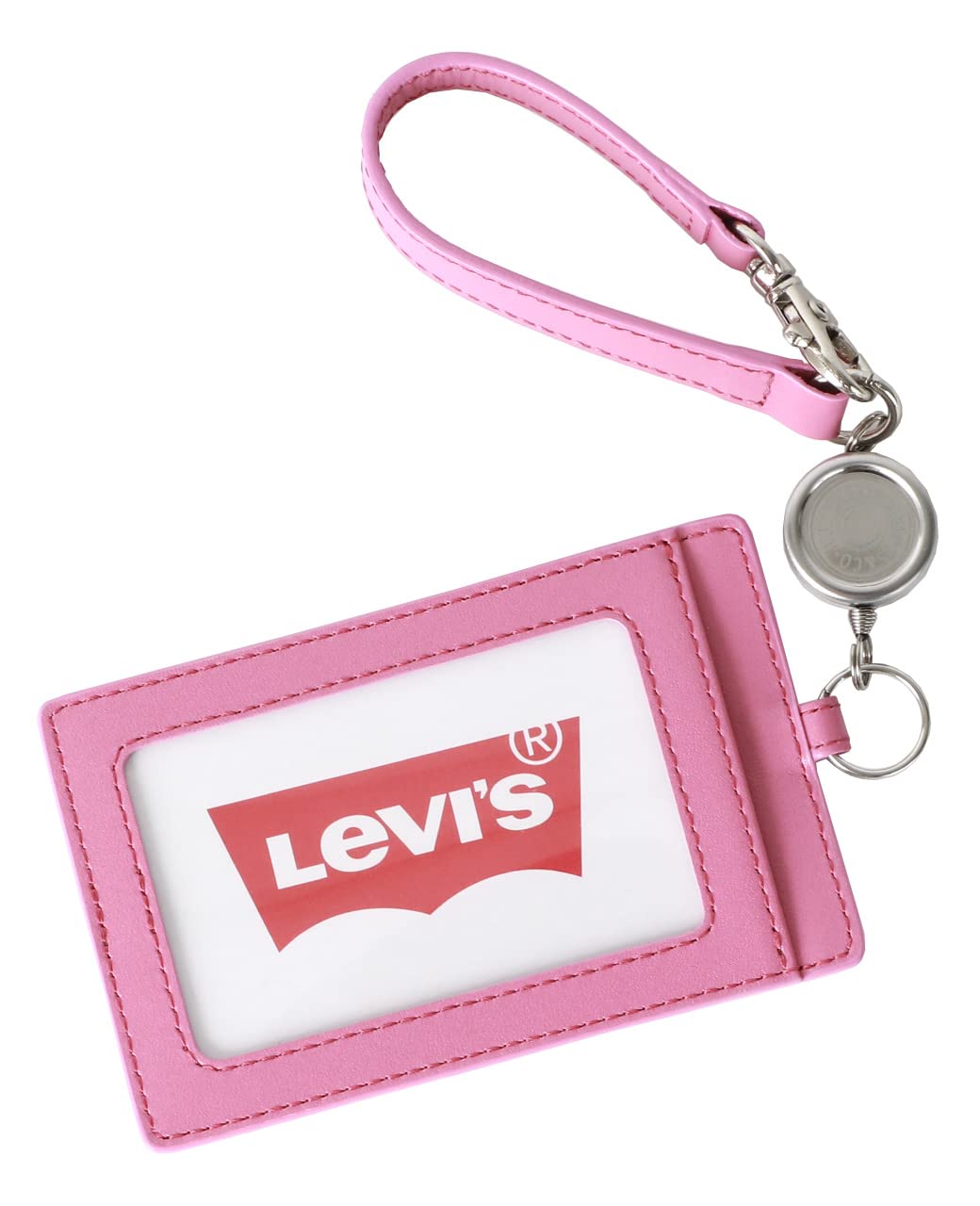 

Levi s Pass Case Men s Leather with Reel ID Holder Cowhide Leather Strap Pink Free розовый