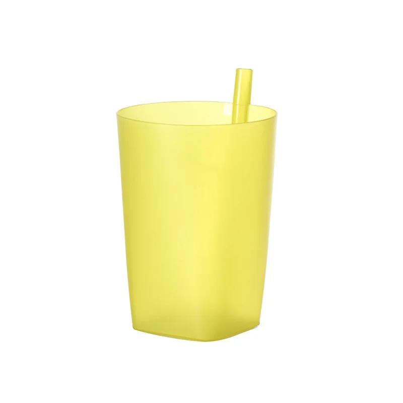 Solid Color Fresh Candy Color Small Straw Children's Cup Plastic Drinking Water Transparent Straw Cup Integrated Beverage Cup
