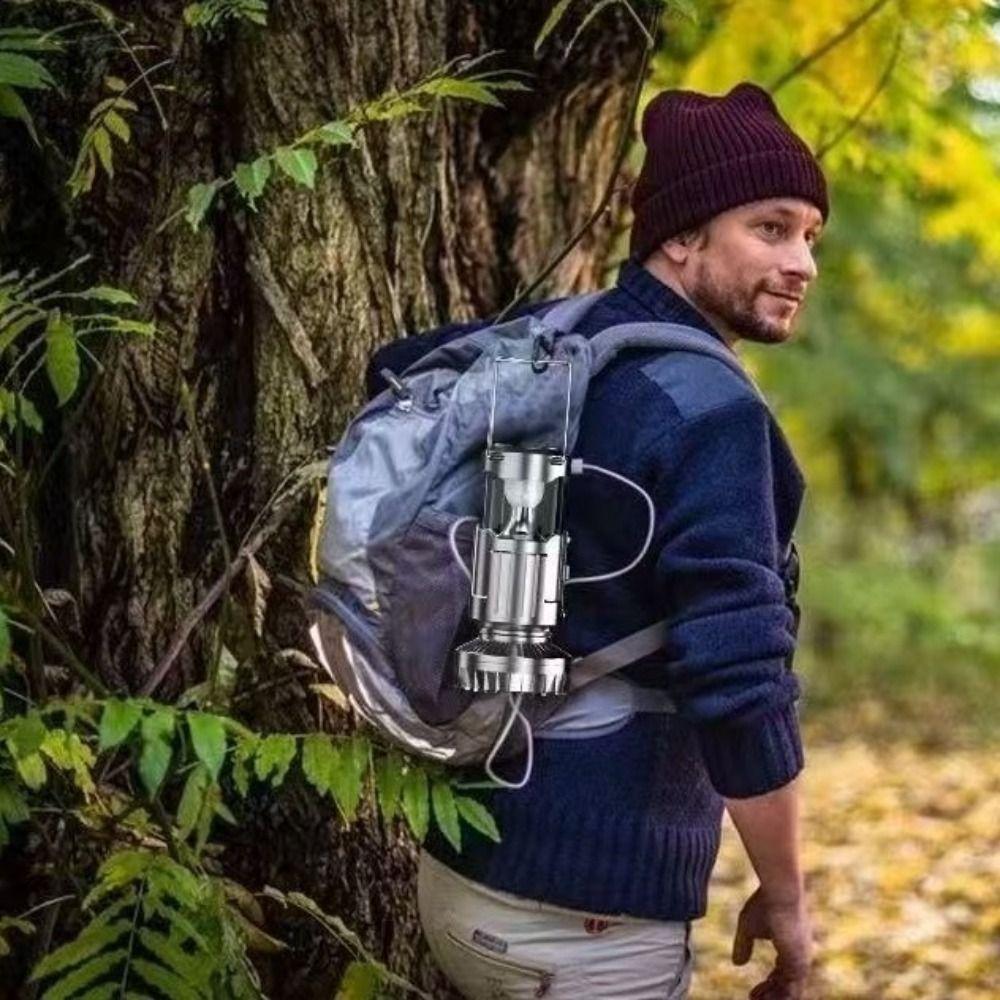 Portable Portable Electric Fan Solar Powered LED Fan Lantern  Outdoor Activities