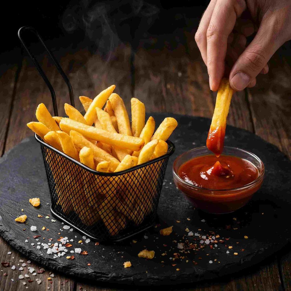 Mini Fries Basket Black 350Ml Powder Coated For Serving Dishes
