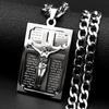 Spanish Lord's Prayer Crucifix Jesus Christ Pendant Necklace for Women Men Stainless Steel Silver Color Hip Hop Chain Jewelry