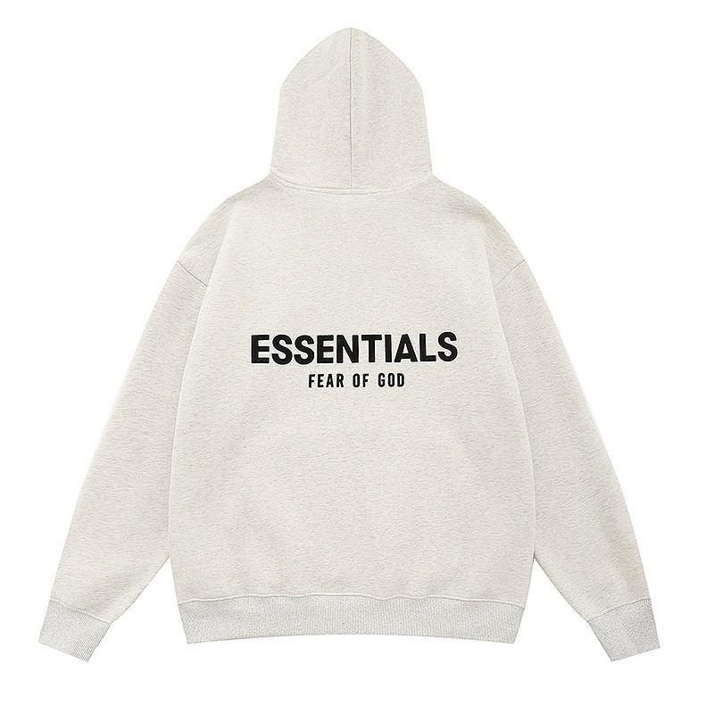 FEAR OF GOD ESSENTIALS Flocked Letter Hoodie Men Women Loose Fleece Sweatshirt Casual Streetwear