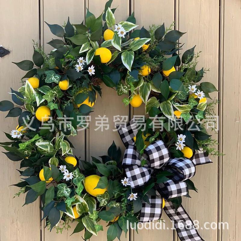 Artificial Lemon Peony Wreath Wall Hanging Decor Door Home Festival Party Decoration