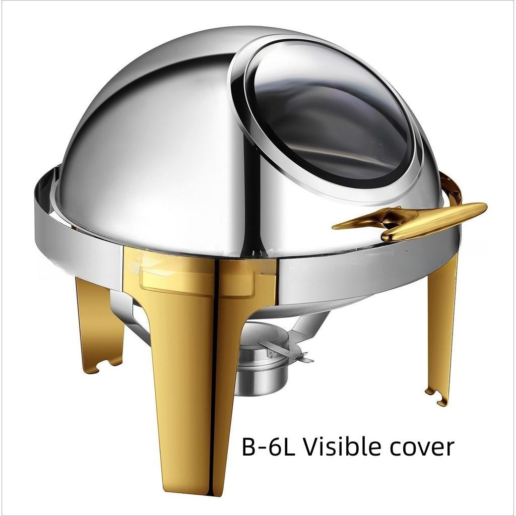 6L/9L Large Capacity Visible Dining Stove Stainless Steel Buffet Stove Alcohol Stove Hotel Restaurant Flip Cover Insulated Stove