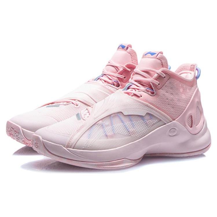 New LINING Cicada Wing Basketball Shoes Men Mid Top Primrose Pink/Light Pink ABAR081-6