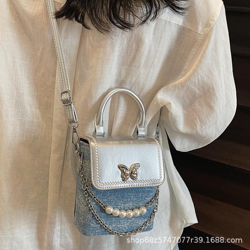 Handbag bag women's summer 2025 new trendy fashion niche design crossbody small square bag Internet celebrity butterfly mobile phone bag
