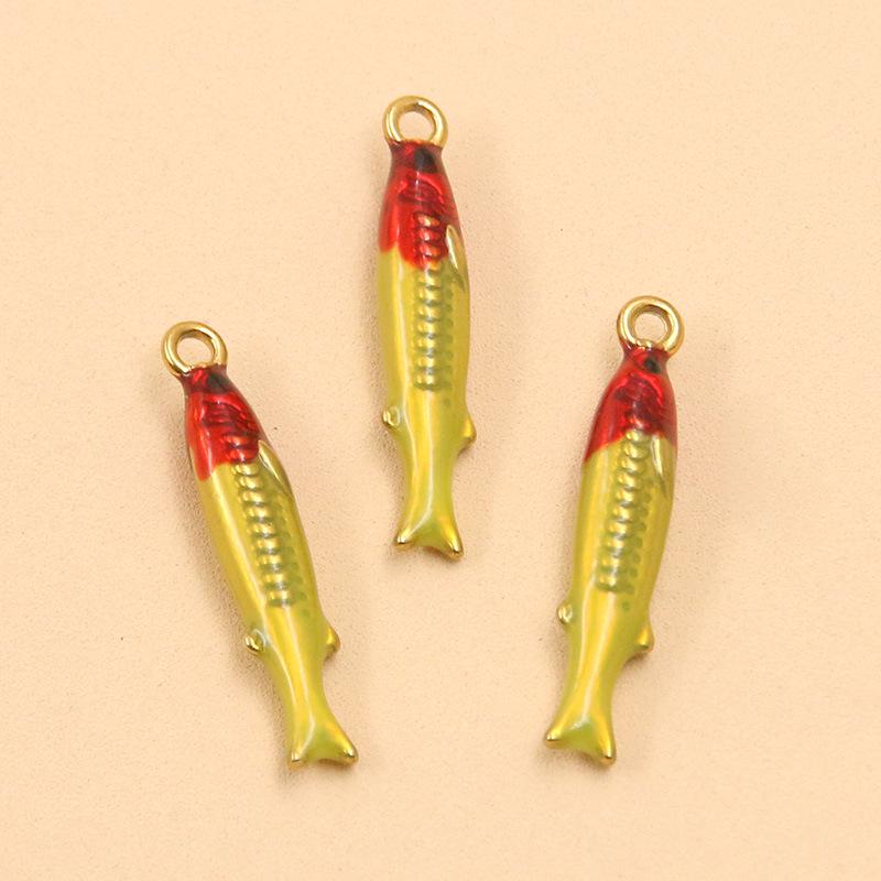 Ocean Style Colorful Enamel Koi Fish Stainless Steel Pendants for DIY Necklace and Bracelet Charms