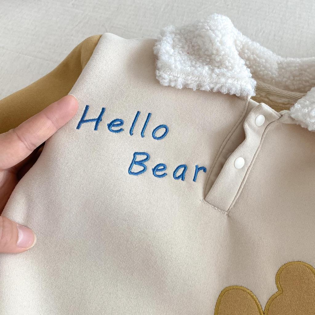Winter Fleece Baby Bear Onesie for Infants (0-2 Years) - Korean Cartoon Romper