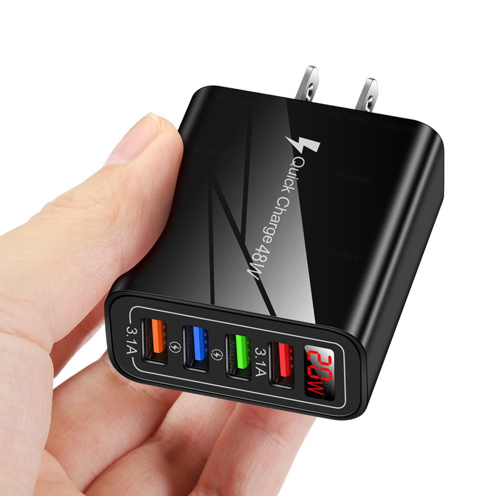 Multi-Port USB Charger with Digital Display - EU/US/UK Compatible