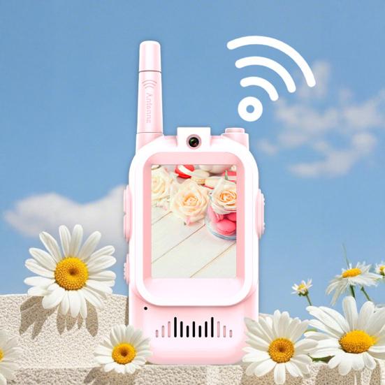 1 Set Kids Video Interphone Toy with Voice Changer Rechargeable Long Range Handheld Wireless Intercom Indoor Outdoor Boys Girls 2-Way Radio Toy