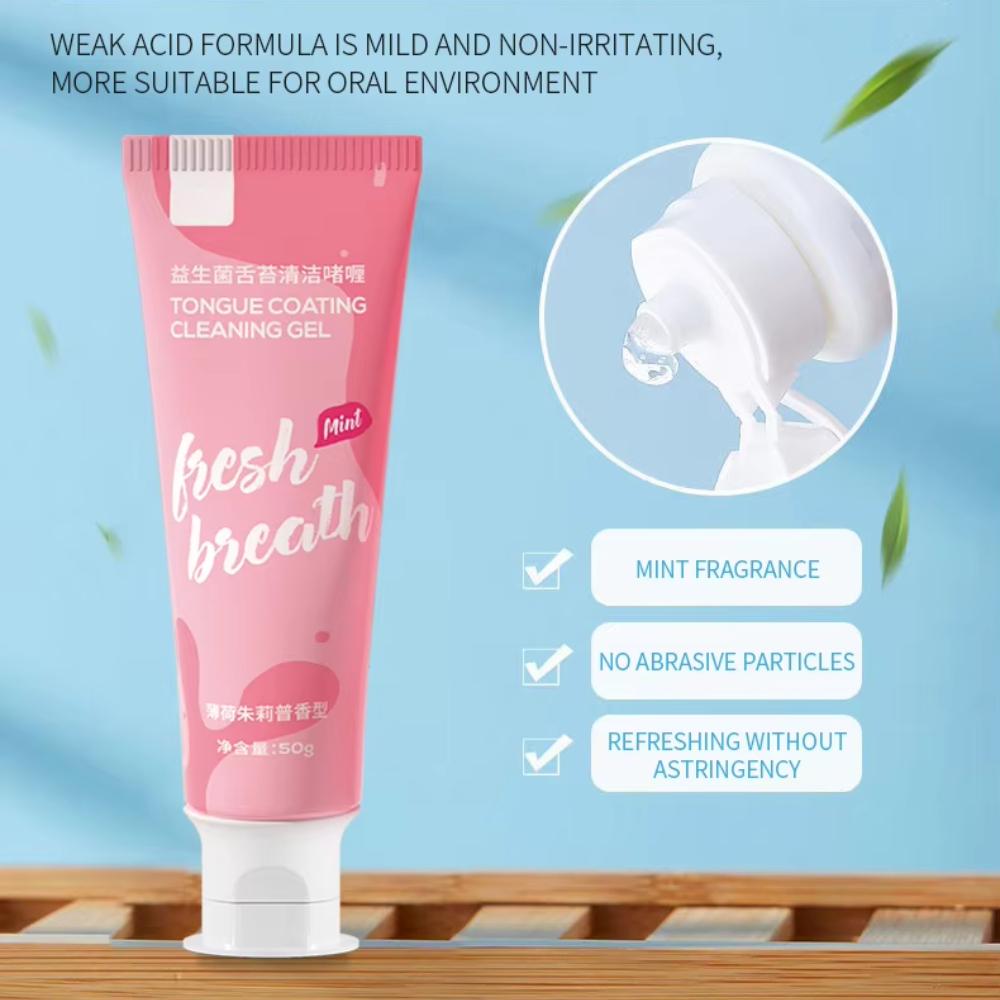 Natural Tongue Cleaner Gel - Remove Bad Breath, Whitening Tongue Scraper Gel for Adults, Fresh Mint Flavor