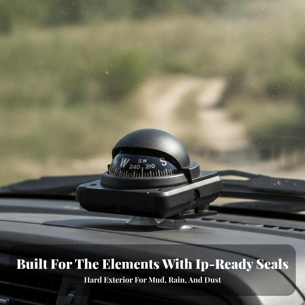 Navigation Compass with Suction Cups Compact for Road Trips
