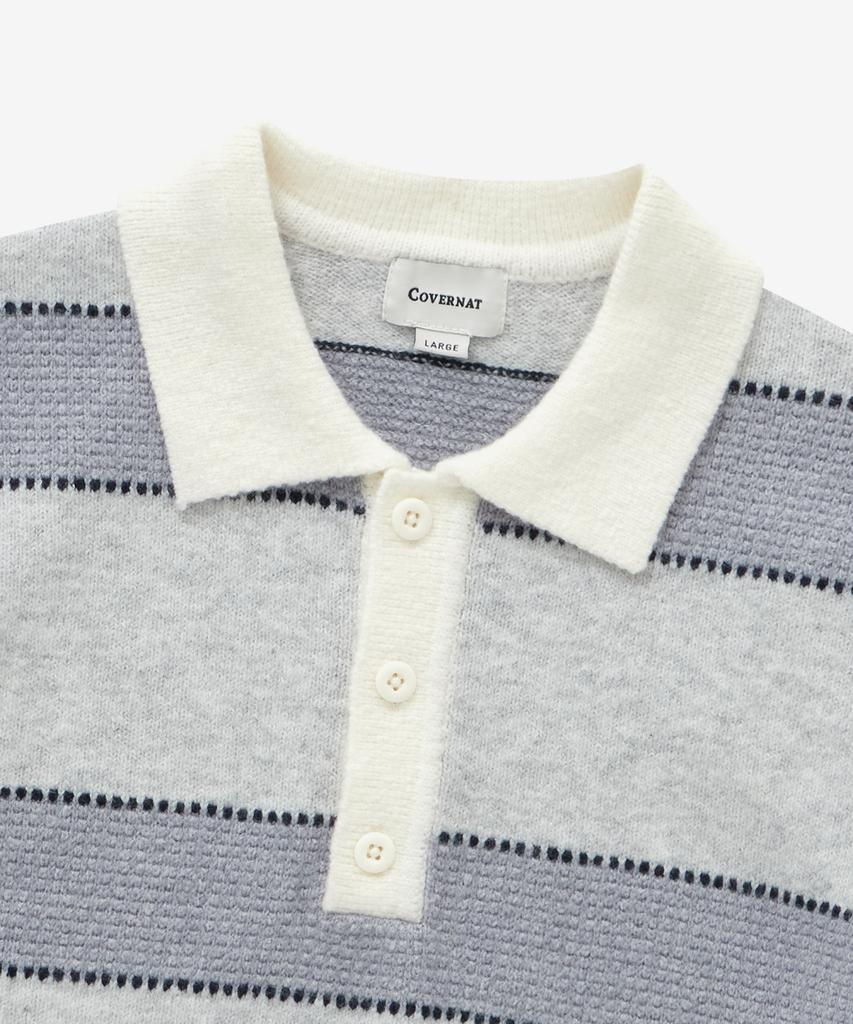 COVERNAT Striped Collar Knit Ash Blue