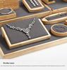 Solid Wood Jewelry Display Stand for Earrings, Rings, and Necklaces with Jade Tray