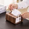 Black Walnut Wood Tissue Box Holder Luxury Living Room Paper Towel Storage Box