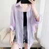 Chiffon Doll Sleeve Cardigan Women's Thin Sun Protection Shirt Short Outer Shawl Loose Top Thin Coat White Polo Collar Shirt